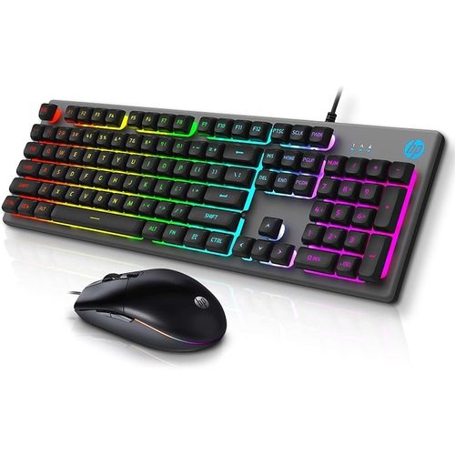 Hp Gaming Keyboard and Mouse Combo - Wired RGB Backlit Keyboard and Mouse, Rust & Scratch Proof Metal Penal - 6 Speed Adjustable DPI Gaming Mouse and Keyboard with Responsive Keys