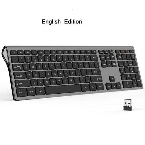 SeenDa Thin 2.4G Wireless Keyboard for Laptop Desktop Switch Keyboard for Windows OS Full Size 109 Keys Keyboard