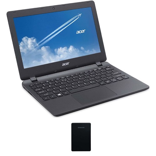 Acer Refurbished 4GB RAM 128GB SSD,12Inches 5Hrs Plus External Hard drive- - Black