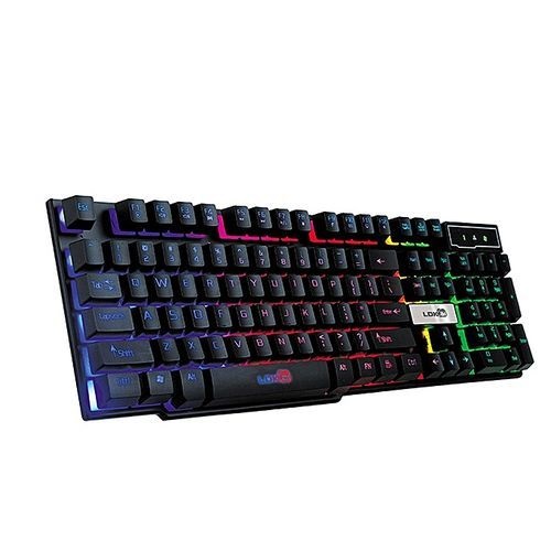 Fusojkh Colorful Crack LED Illuminated Backlit USB Wired PC Rainbow Gaming Keyboard