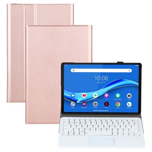 AM10-A Detachable Bluetooth Backlight Keyboard Leather Case for Lenovo M10 Plus 10.3 inch X606F (Rose Gold)