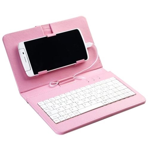 4.8-6.0inch Phone Case PU Leather Flip Case Wired Keyboard