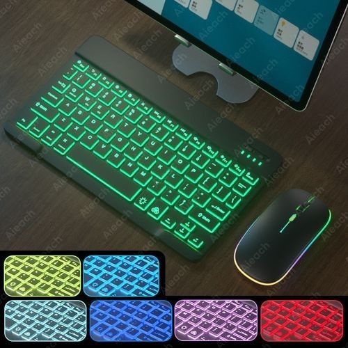 Keyboard For Tablet Android IOS Windows Wireless Mouse Keyboard Bluetooth Compatible Rainbow Backlit Keyboard For IPad Phone