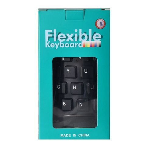 Flexible USB Silicone Gel Full-Sized Keyboard - Black.