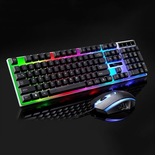 ZGB G21 1600 DPI Professional Wired Colorful Backlight Mechanical Feel Suspension Keyboard + Optical Mouse Kit - Black