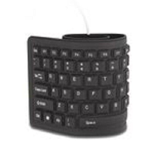 Flexible USB Silicone Gel Full-Sized Keyboard - Black.