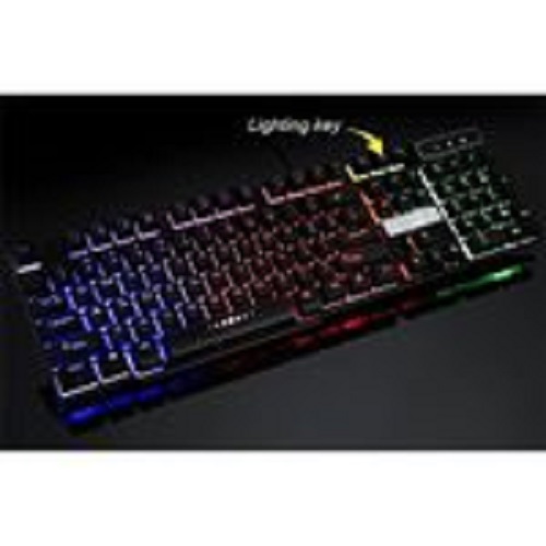 Fusojkh Colorful Crack LED Illuminated Backlit USB Wired PC Rainbow Gaming Keyboard