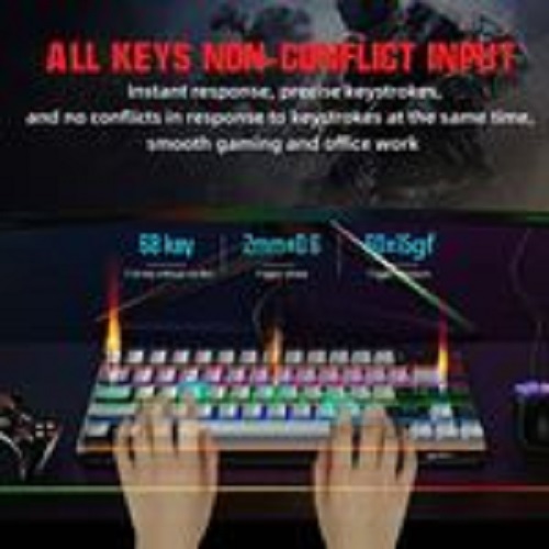 Hxsj V800 Wired Mechanical Keyboard 68 Keys RGB Gaming